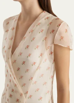 KhaiteMeera Rose-Print Silk Wrap Maxi Dress