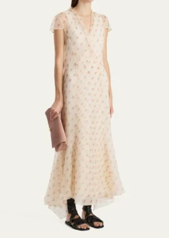 KhaiteMeera Rose-Print Silk Wrap Maxi Dress