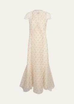 KhaiteMeera Rose-Print Silk Wrap Maxi Dress