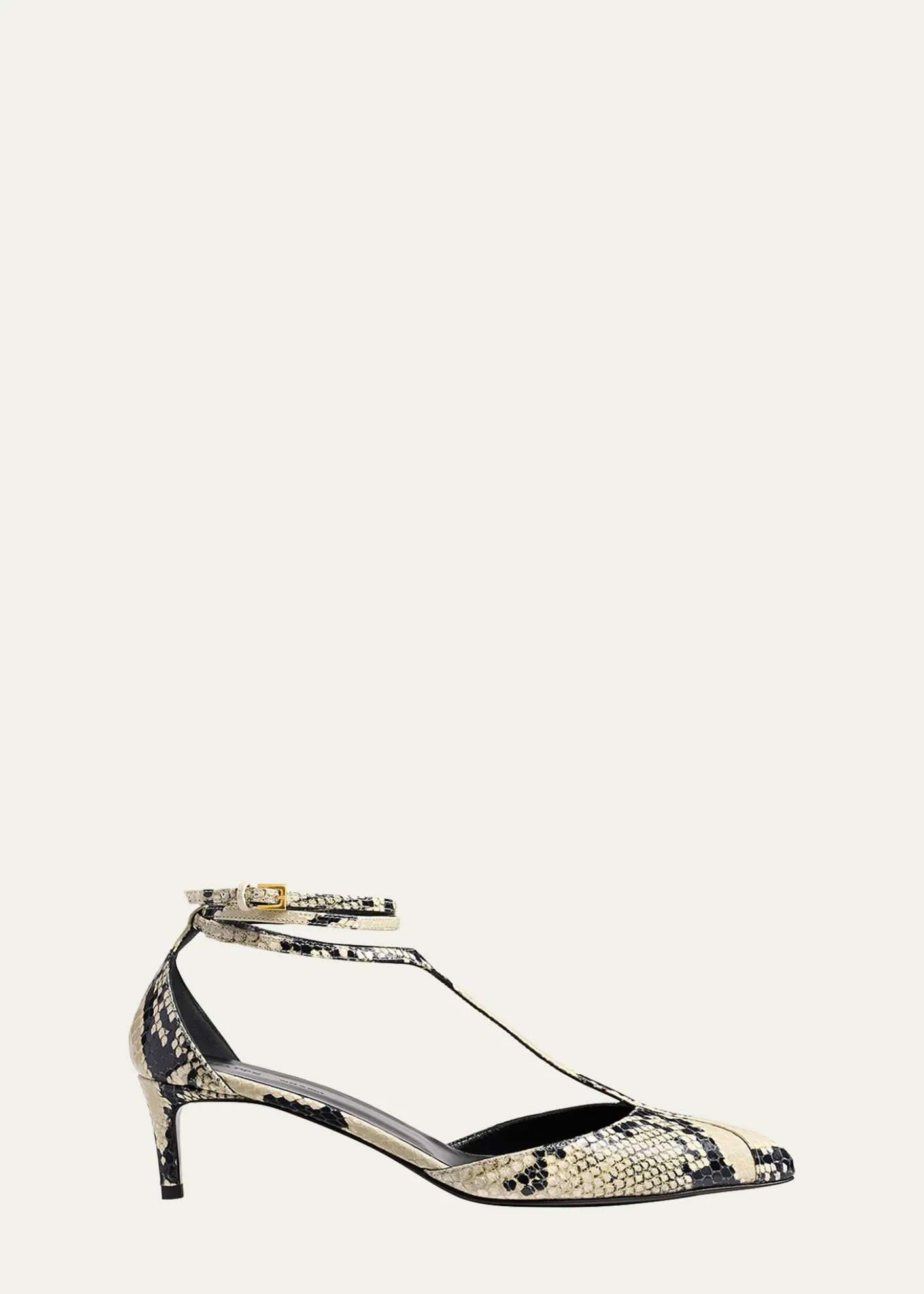 KhaiteMia Snake-Effect Leather Kitten-Heel Pumps