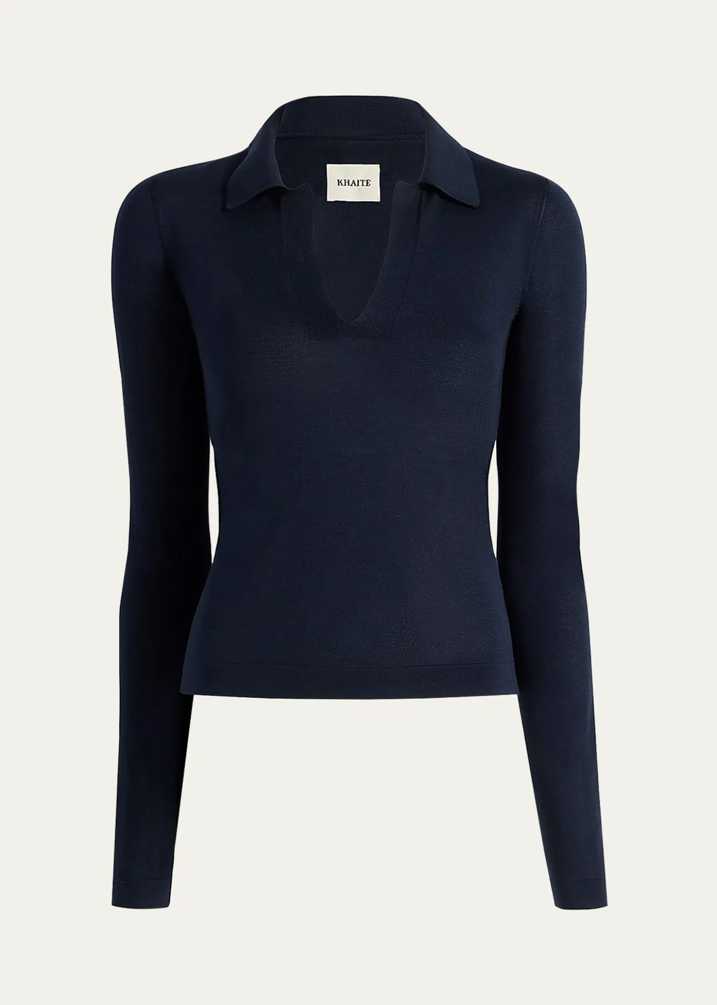 KhaiteMikel Long-Sleeve Knit Polo Top