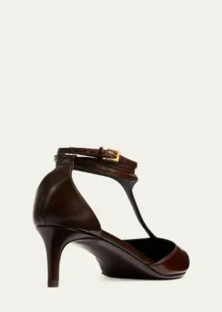 Khaite45mm Mia Leather T-Strap Pumps