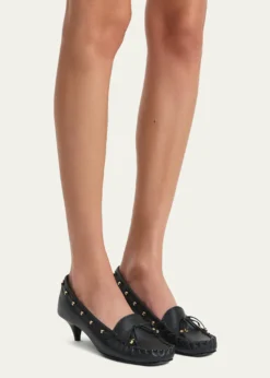 Khaite45mm Milly Leather Moccasin Pumps