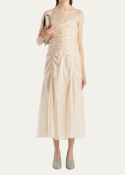 KhaiteRaina Sleeveless Ruched Midi Dress