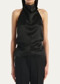 KhaiteRone Draped Satin Halter Top