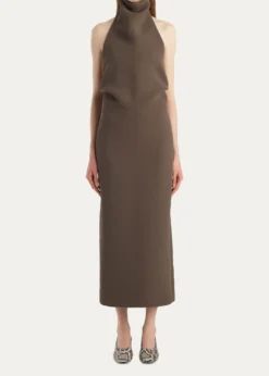 KhaiteRoxanne Draped Halter Backless Midi Dress