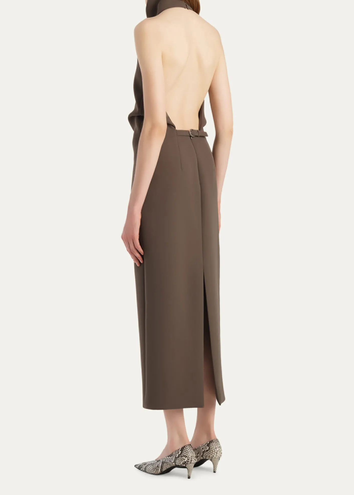 KhaiteRoxanne Draped Halter Backless Midi Dress