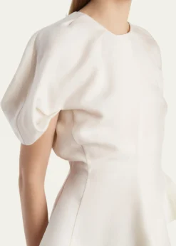 KhaiteRumi Puff-Sleeve Asymmetric Peplum Top