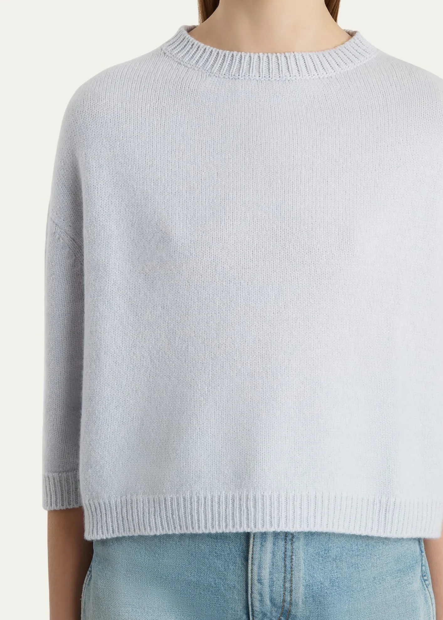 KhaiteSabina Cashmere Elbow-Sleeve Boxy Sweater
