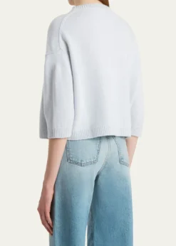 KhaiteSabina Cashmere Elbow-Sleeve Boxy Sweater