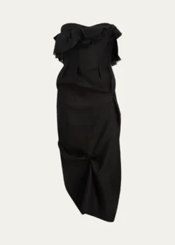 KhaiteSalm Pleated Strapless Midi Dress