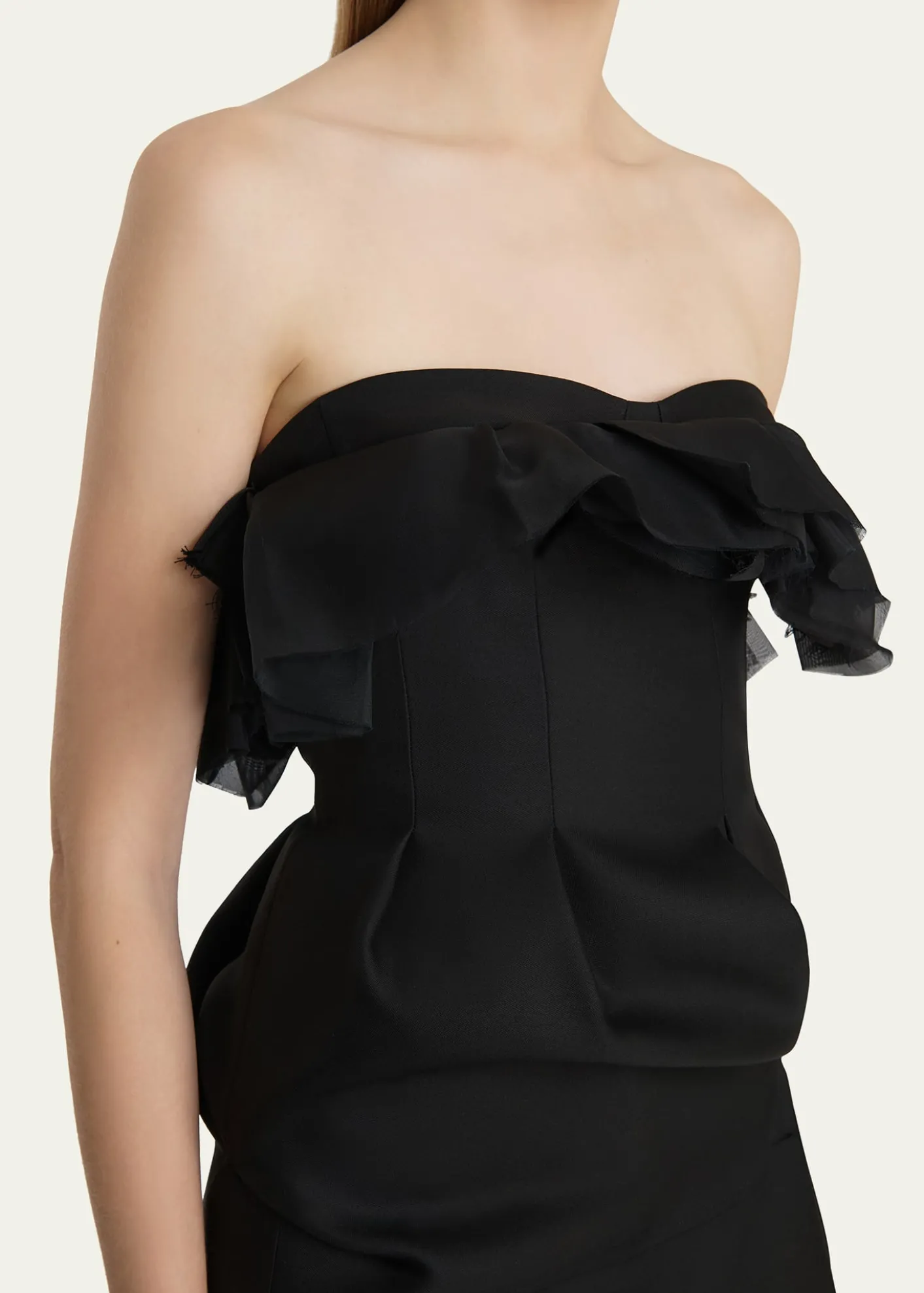 KhaiteSalm Pleated Strapless Midi Dress