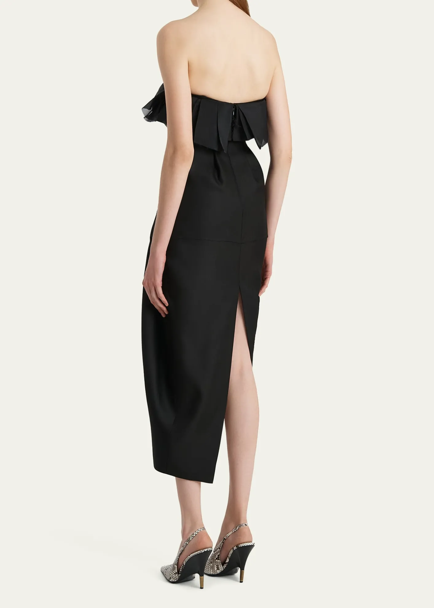 KhaiteSalm Pleated Strapless Midi Dress