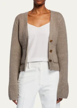 KhaiteScarlet Cashmere Cropped Cardigan