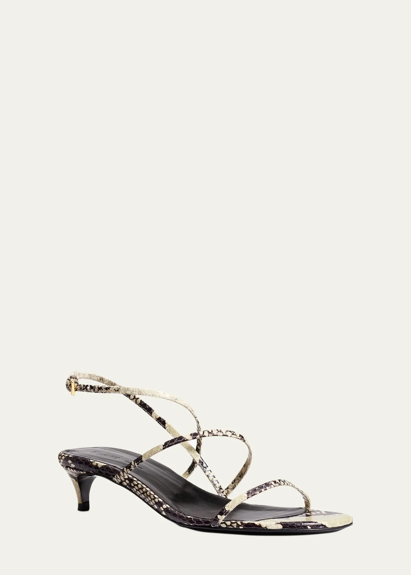 KhaiteStrappy Python-Embossed Kitten Sandals