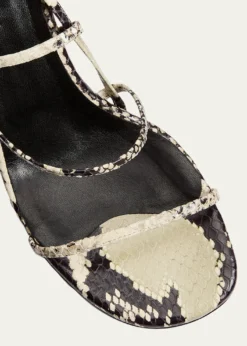 KhaiteStrappy Python-Embossed Kitten Sandals