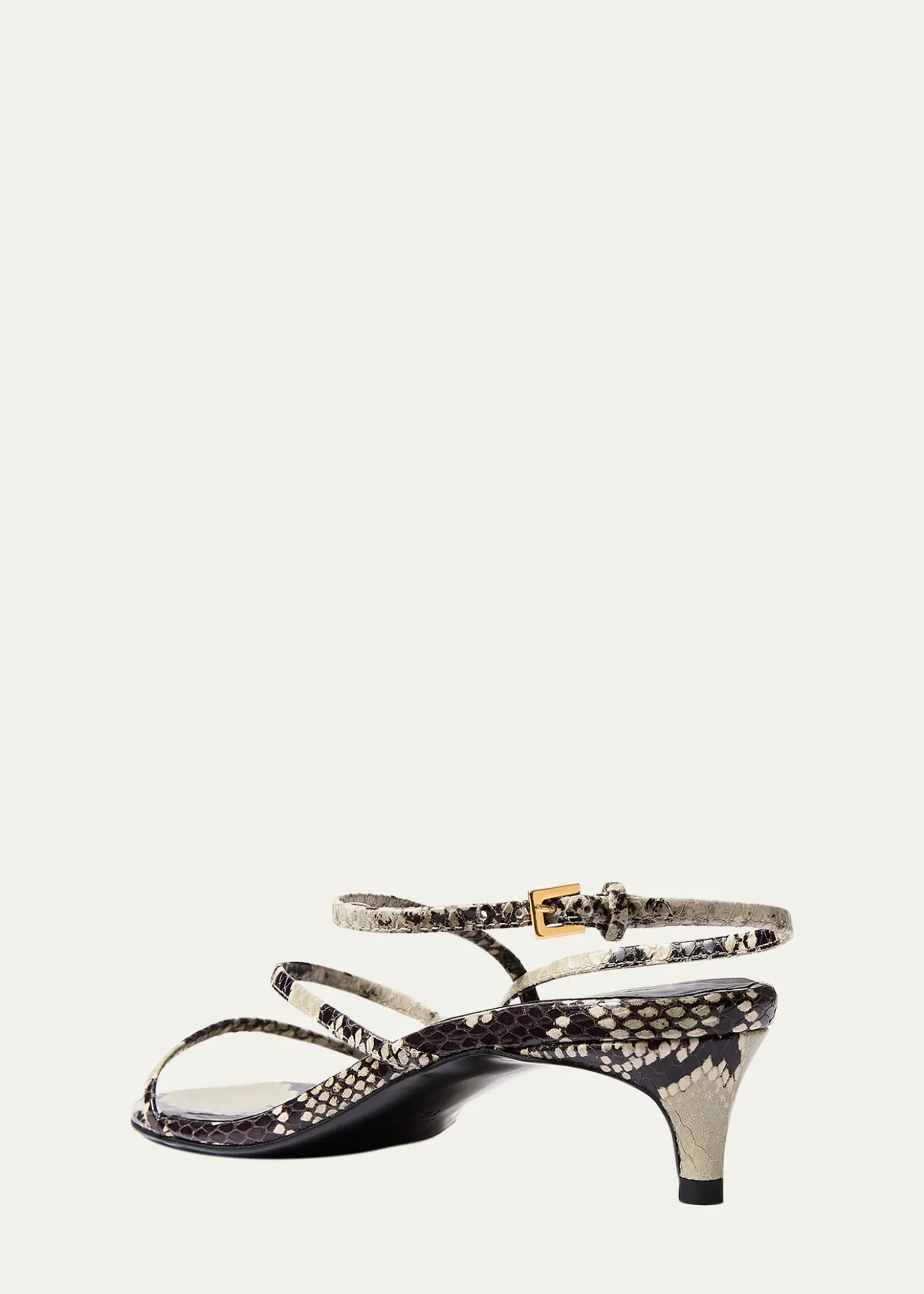 KhaiteStrappy Python-Embossed Kitten Sandals