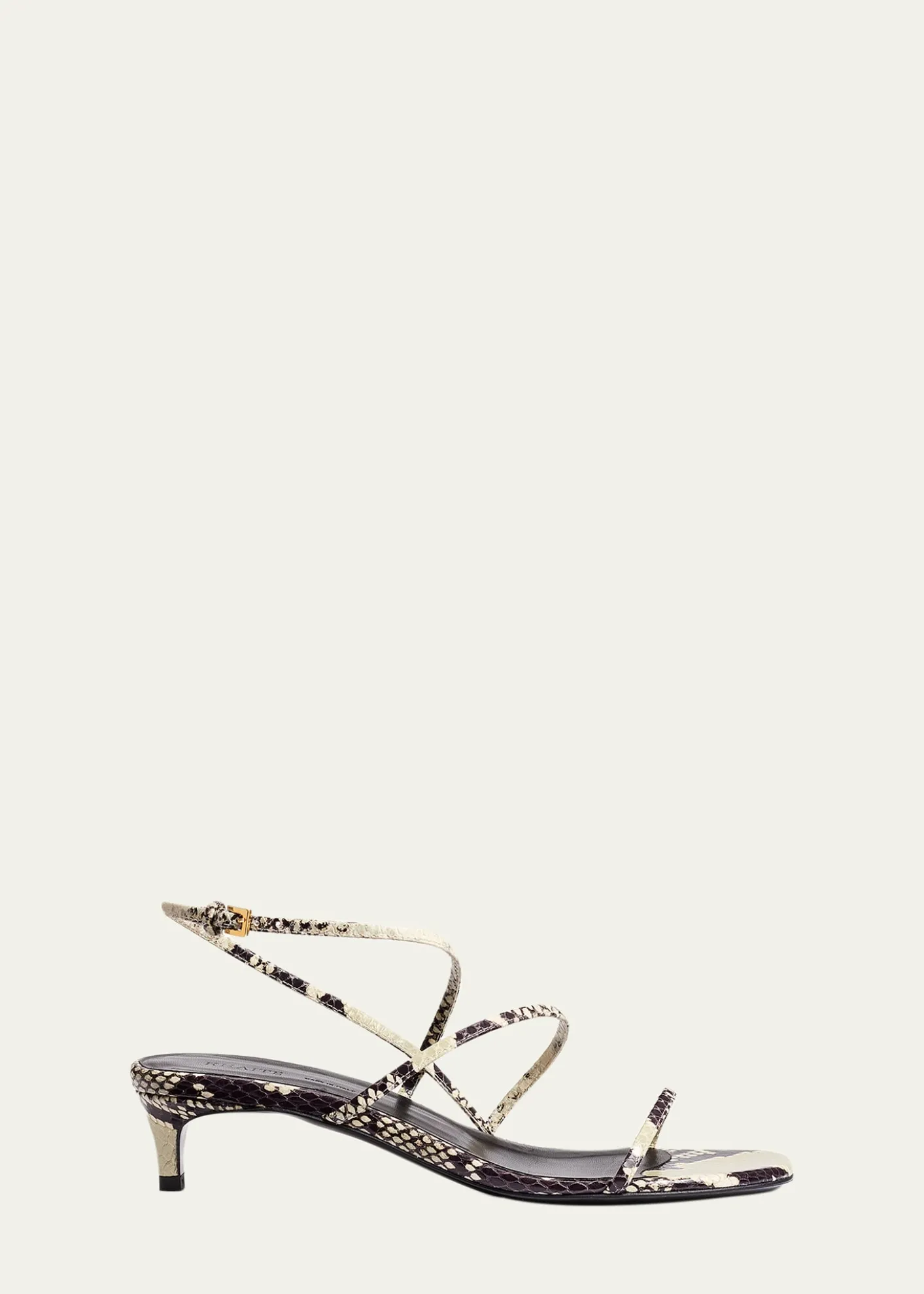 KhaiteStrappy Python-Embossed Kitten Sandals