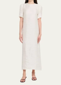 KhaiteWebber Short-Sleeve Crinkled Maxi Dress