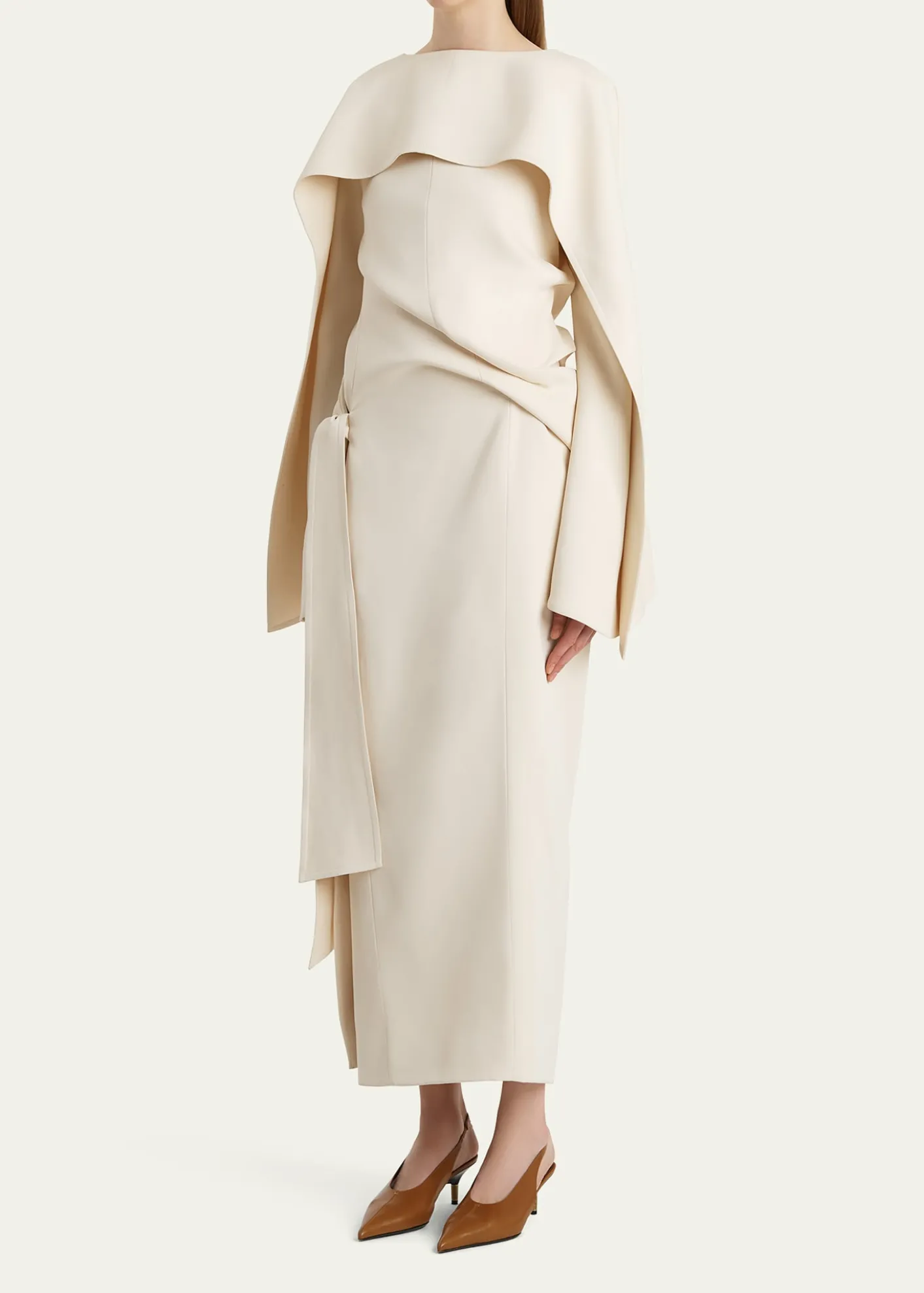 KhaiteYon Knot Draped Long-Sleeve Maxi Dress