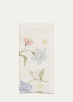 Kim SeybertVista Flower Embroidered Linen Napkin