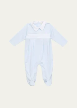 Kissy KissyBoy's Hand-Smocked Pima Cotton Footie, Size NB-6M