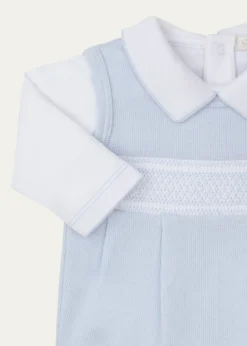 Kissy KissyBoy's Punto Ingles Hand Smocked Overall Set, Size 3M-9M