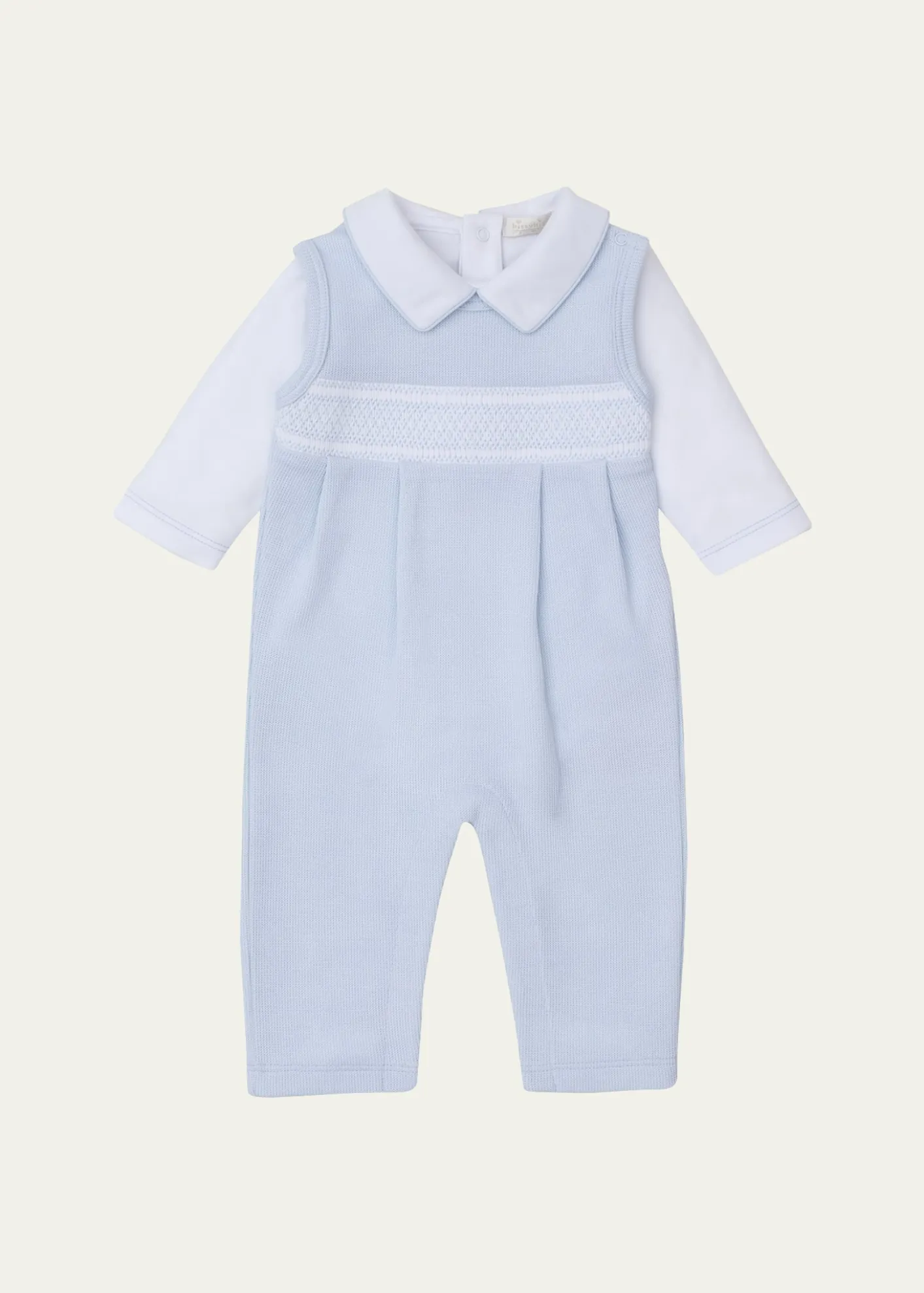 Kissy KissyBoy's Punto Ingles Hand Smocked Overall Set, Size 3M-9M