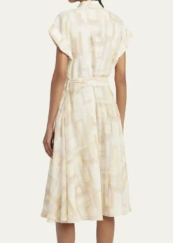 KitonAbstract Watercolor Belted Dress