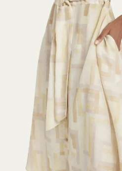 KitonAbstract Watercolor Belted Dress