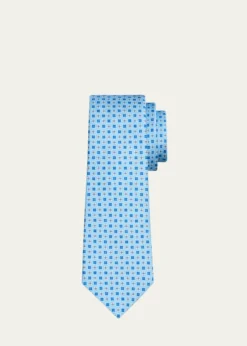 KitonMen's Floral Geometric Silk 7-Fold Tie