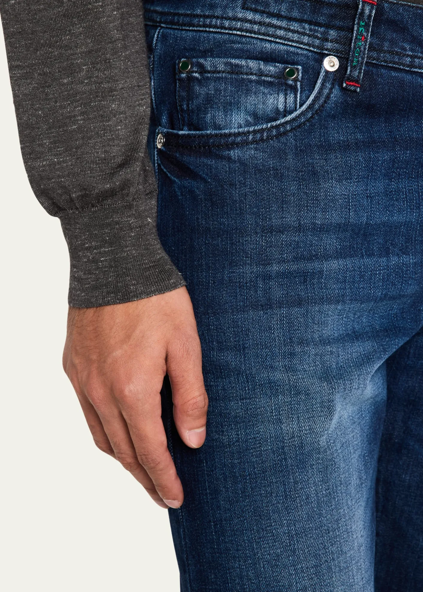 KitonMen's Slim-Fit Dark Wash Jeans