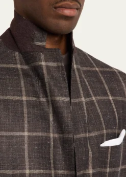 KitonMen's Windowpane Cashmere and Silk Single-Breasted Sport Coat