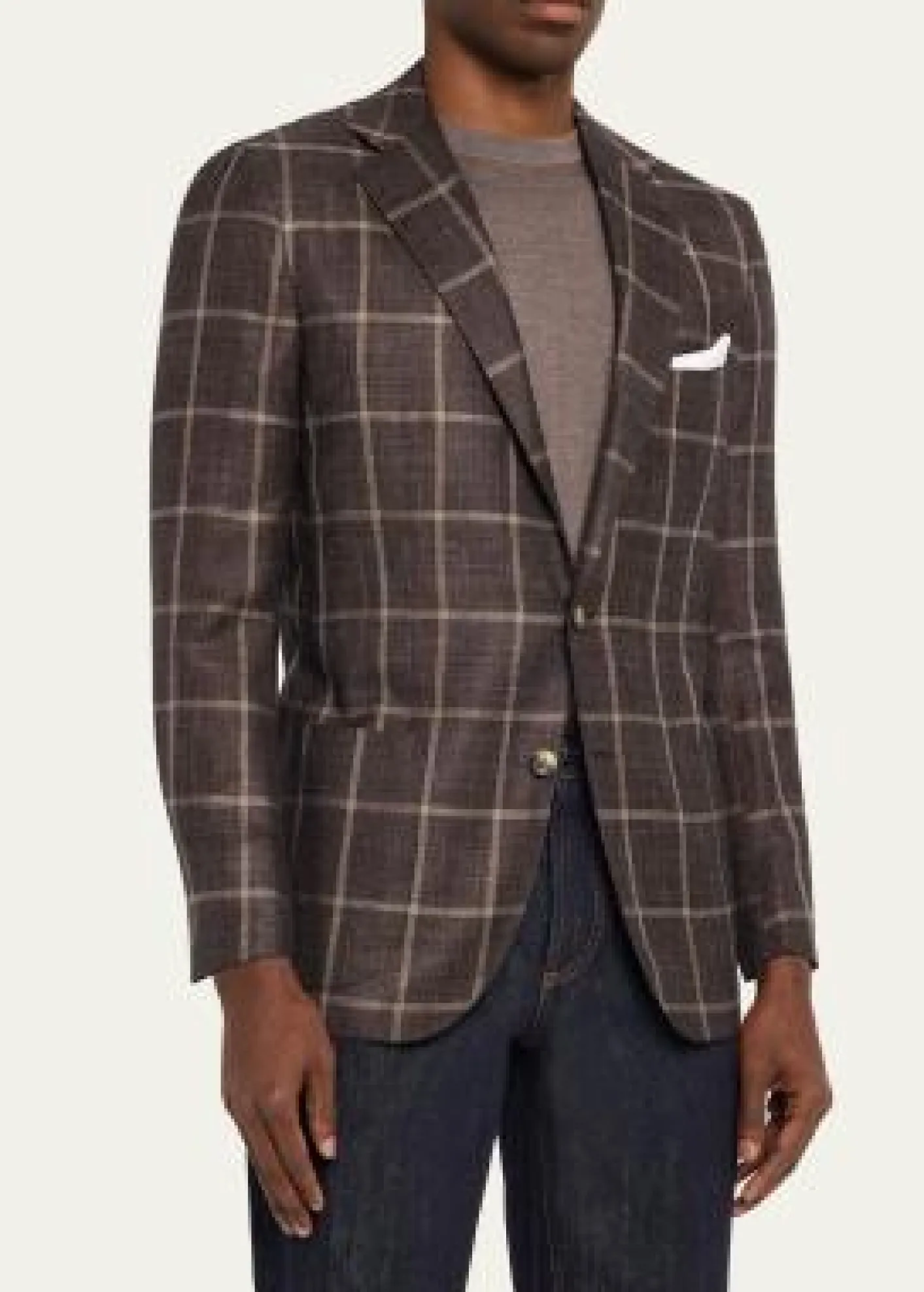 KitonMen's Windowpane Cashmere and Silk Single-Breasted Sport Coat