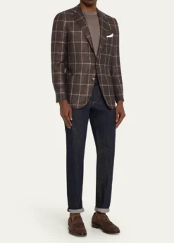 KitonMen's Windowpane Cashmere and Silk Single-Breasted Sport Coat