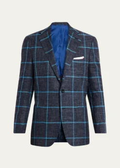 KitonMen's Windowpane Cashmere, Wool and Silk Sport Coat