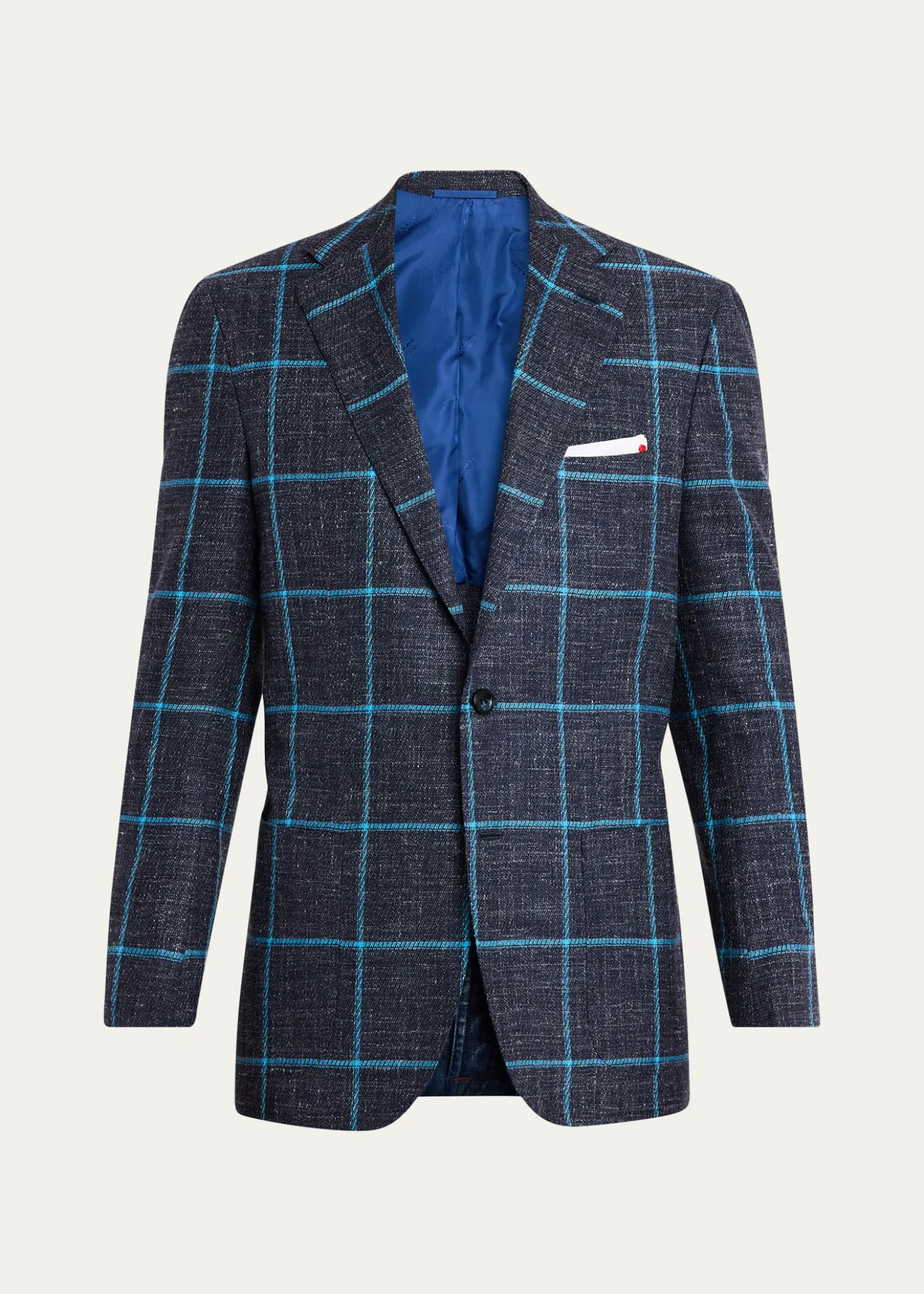 KitonMen's Windowpane Cashmere, Wool and Silk Sport Coat