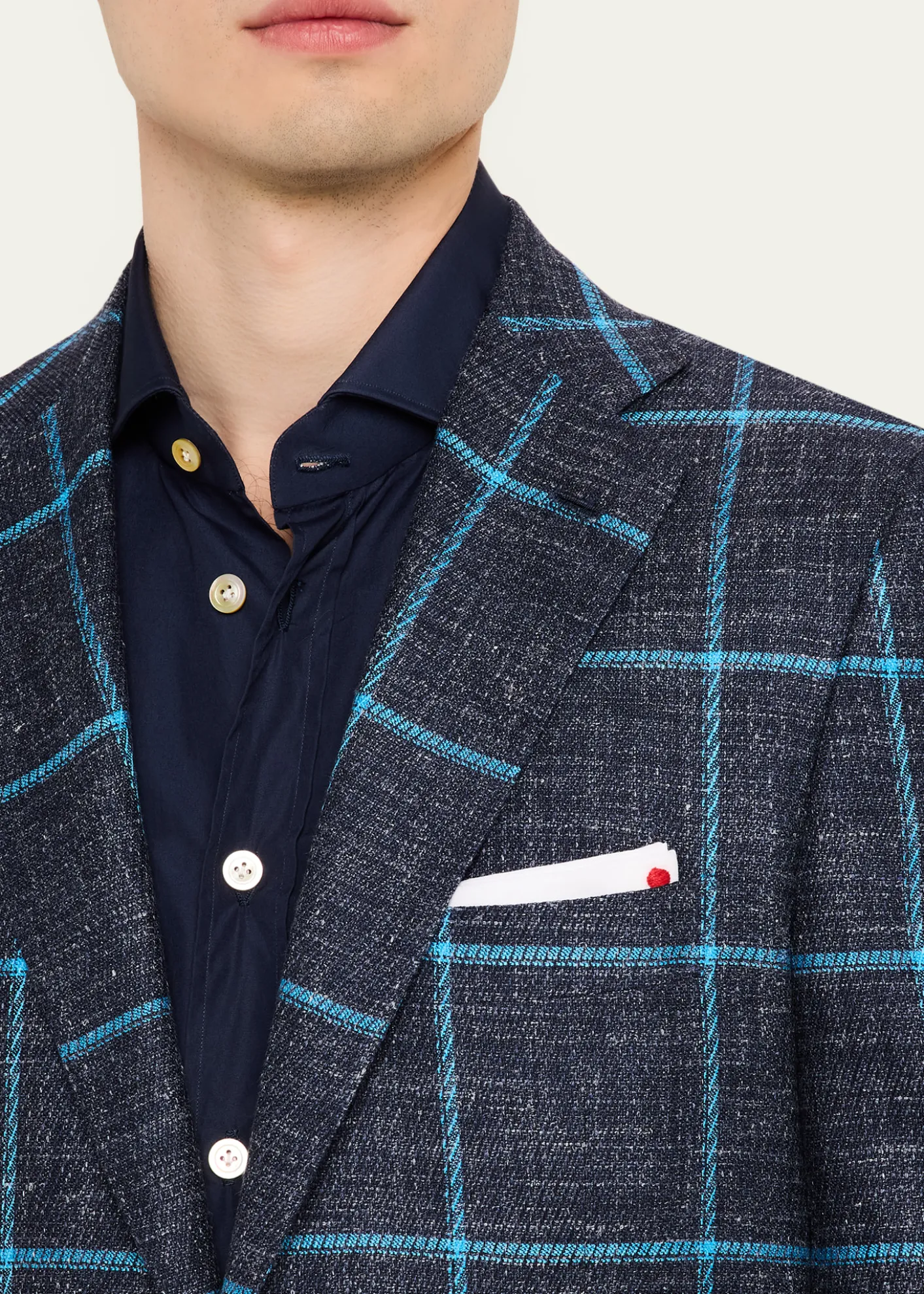 KitonMen's Windowpane Cashmere, Wool and Silk Sport Coat