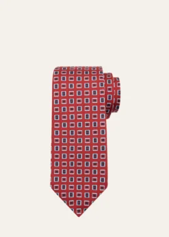 KitonMen's Abstract Rectangle Silk 7-Fold Tie