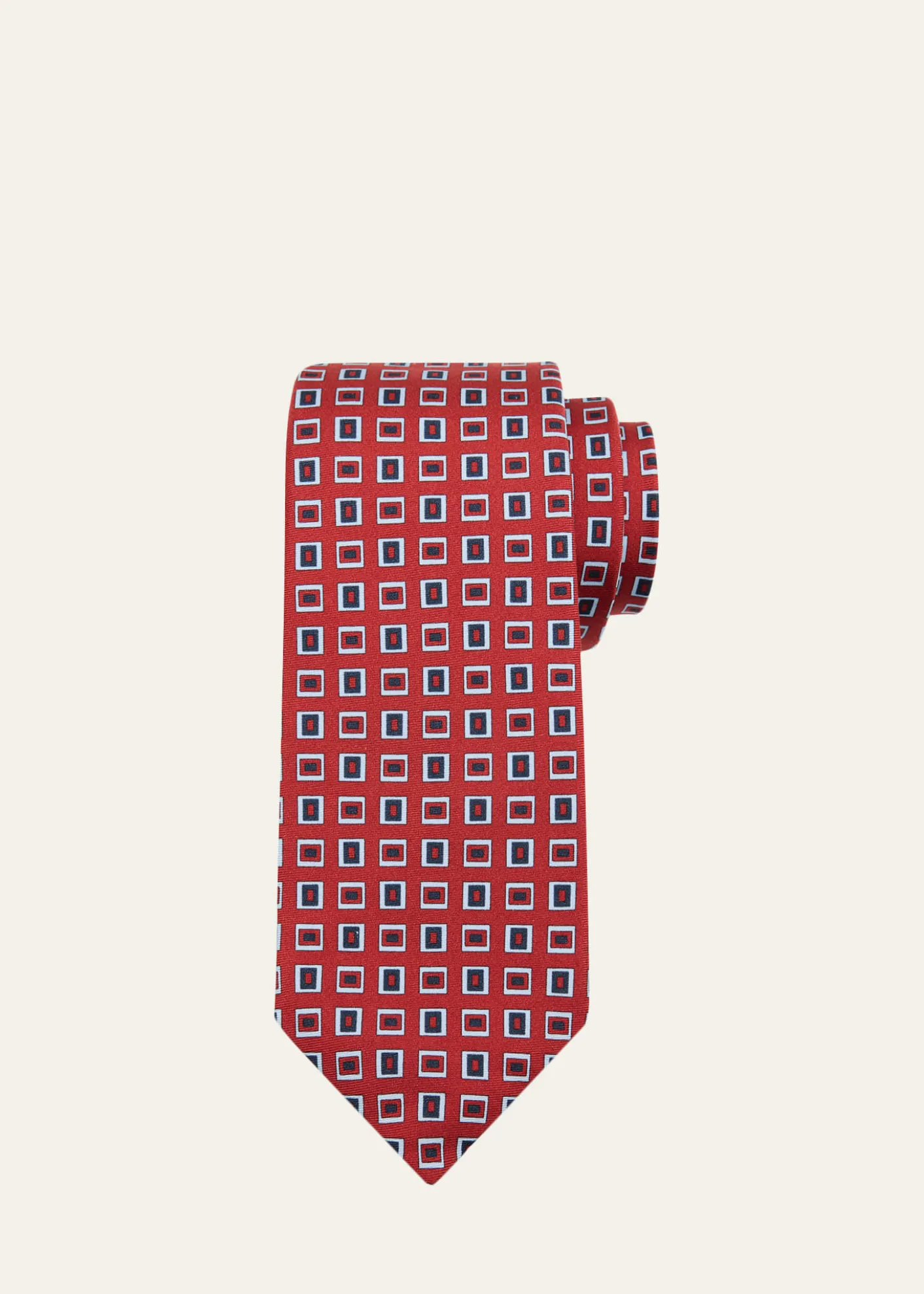 KitonMen's Abstract Rectangle Silk 7-Fold Tie