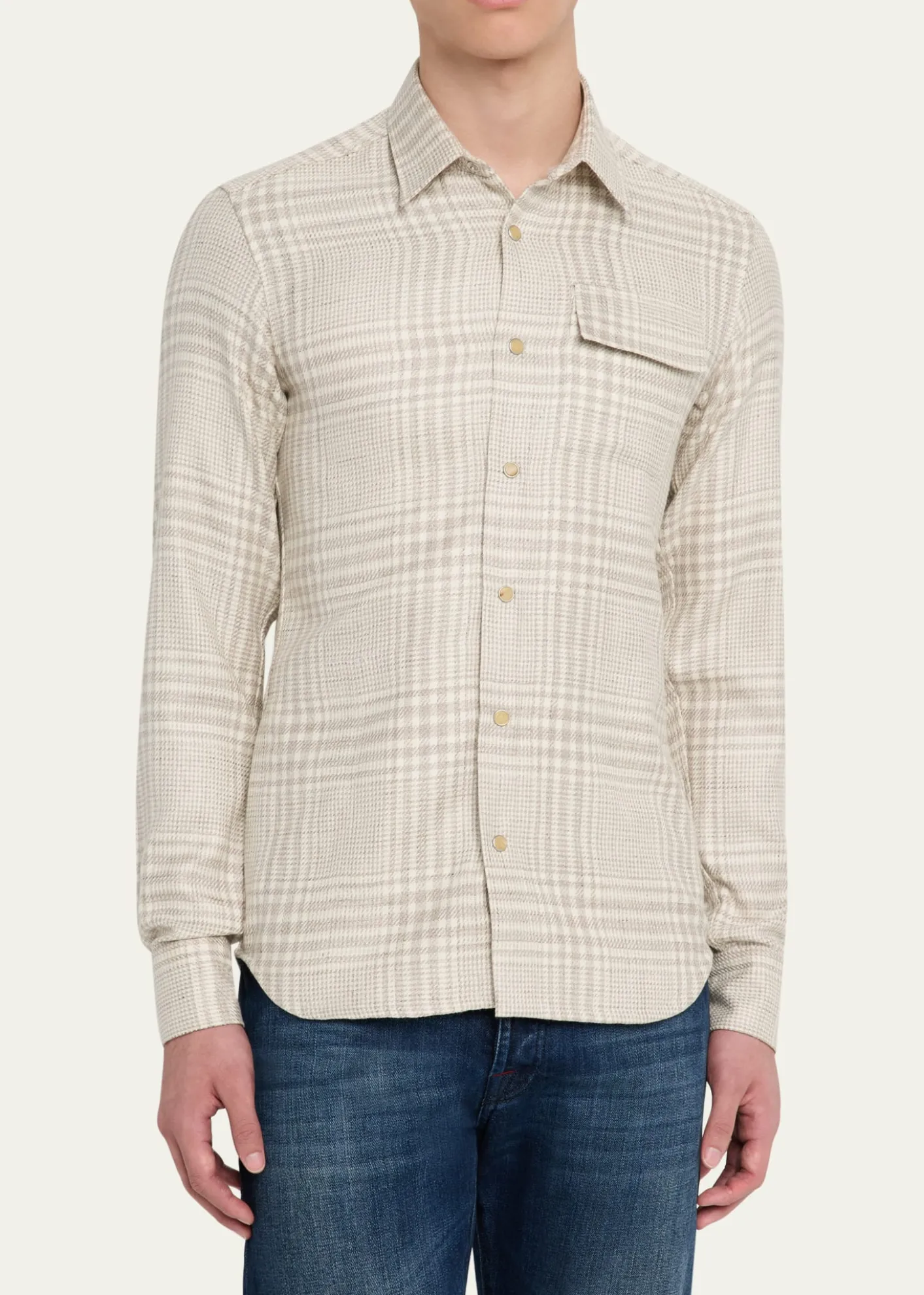 KitonMen's Baba Tonal Plaid Side-Pocket Overshirt
