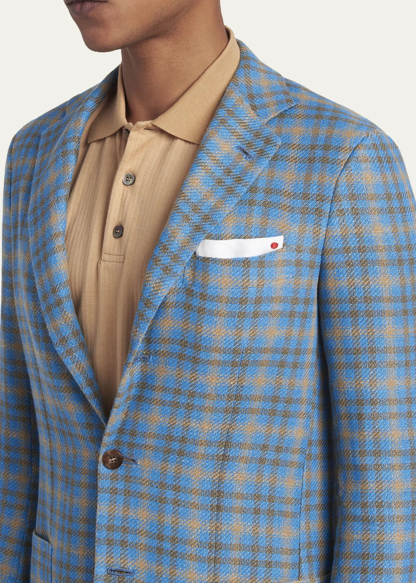 KitonMen's Cashmere and Linen Graph Check Sport Coat