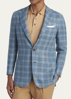 KitonMen's Cashmere and Linen Graph Check Sport Coat