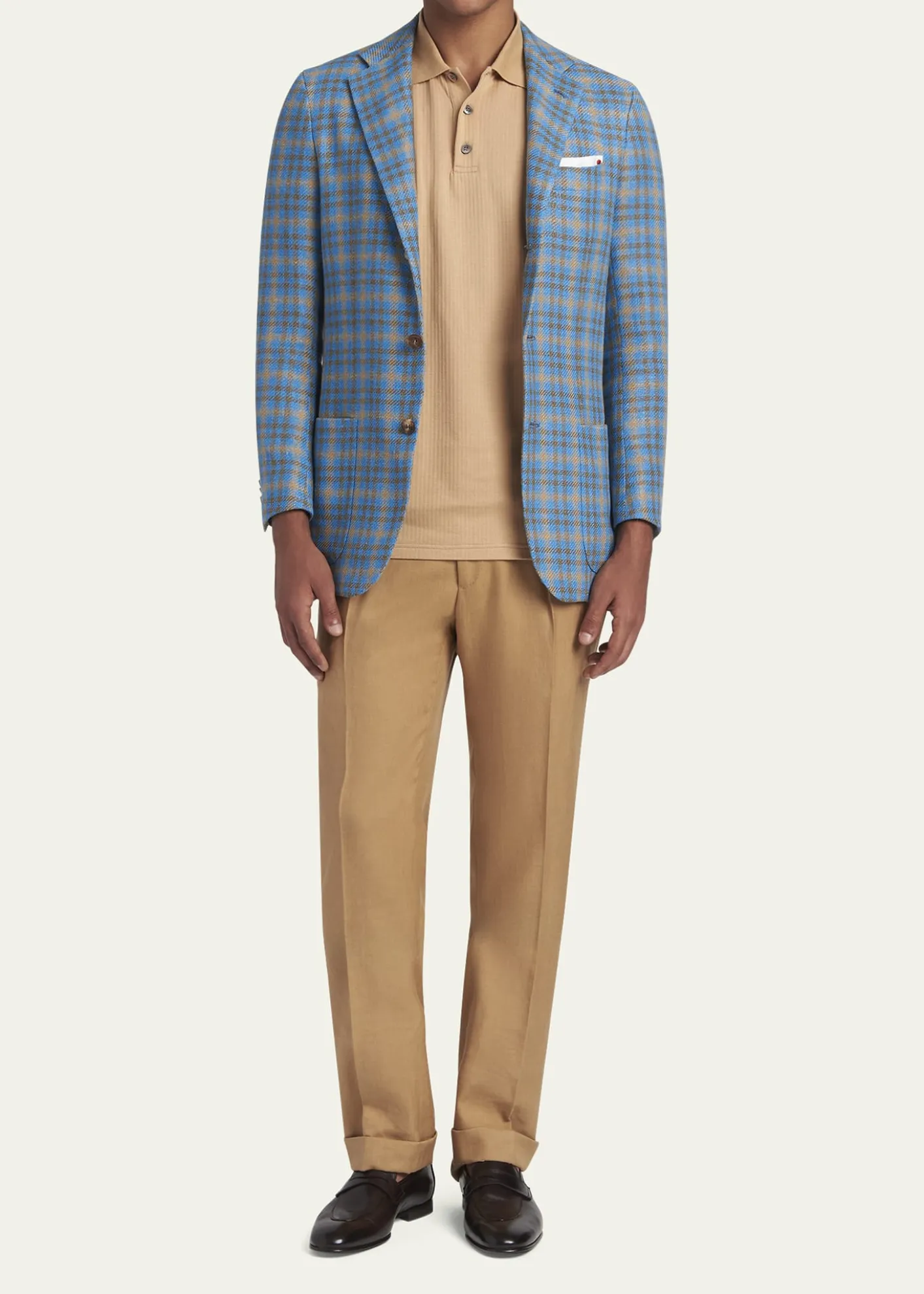KitonMen's Cashmere and Linen Graph Check Sport Coat