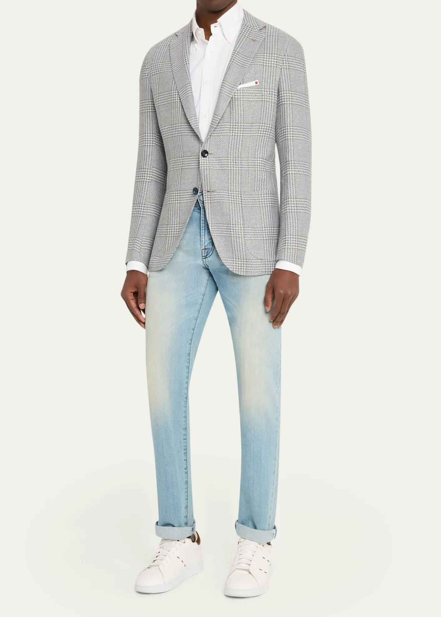 KitonMen's Cashmere and Linen Houndstooth Check Sport Coat