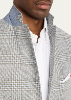 KitonMen's Cashmere and Linen Houndstooth Check Sport Coat