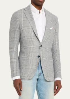 KitonMen's Cashmere and Linen Houndstooth Check Sport Coat