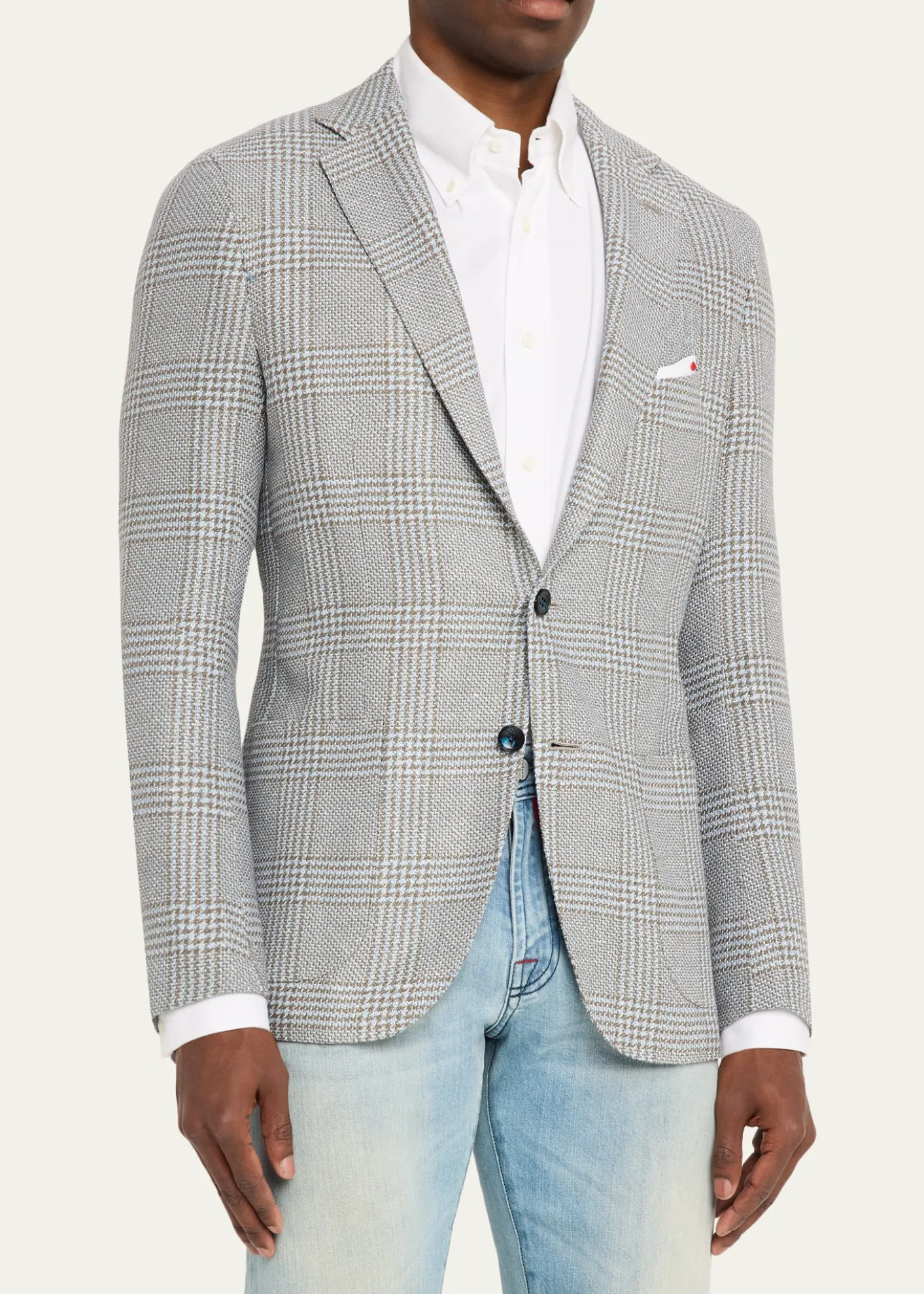 KitonMen's Cashmere and Linen Houndstooth Check Sport Coat