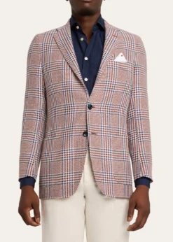 KitonMen's Cashmere and Linen Houndstooth Plaid Sport Coat