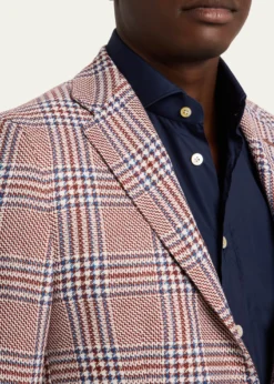 KitonMen's Cashmere and Linen Houndstooth Plaid Sport Coat